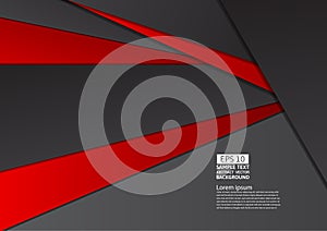 Geometric abstract background red and black color with copy space, Vector illustration eps10