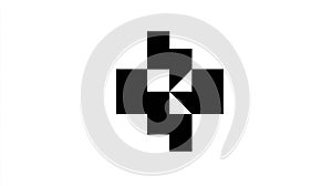 Geometric Abstract Black and White Pattern with Squares and Triangles