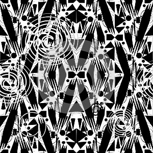 Geometric abstract black and white seamless pattern. Vector geom