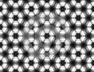 Geometric abstract black and white textured pattern with kaleidoscope effect