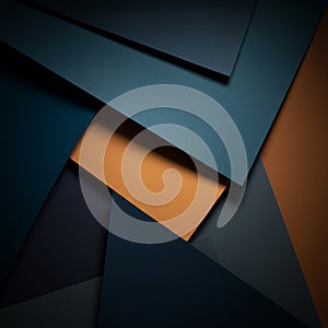 Geometric abstract composition with overlapping rectangular sheets. Features