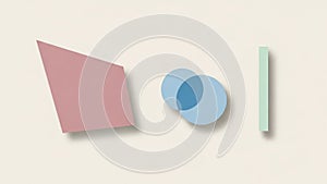 Geometric abstract composition with three elements on a light background