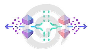 Geometric Abstract Data Nodes Network Flat Vector Icon, vector design Generative AI