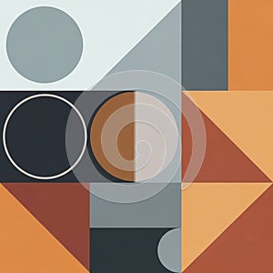 Geometric abstract design featuring circles triangles and rectangles