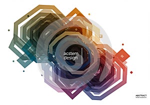 Geometric abstract design featuring overlapping hexagonal shapes. The composition