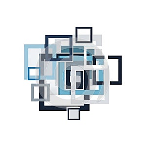 Geometric abstract design featuring overlapping squares and rectangles