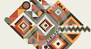 Geometric abstract design featuring a pattern of interconnected shapes in earth