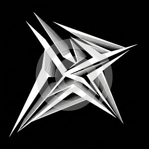 Geometric abstract design featuring a star-like shape with sharp, intersecting lines