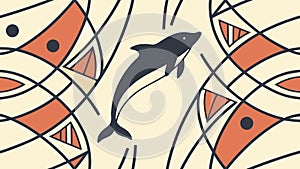 Geometric Abstract Dolphin Pattern, vector design Generative AI