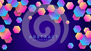 Geometric abstract hexagon background with blue, purple, pink and orange. Eps10 vector background