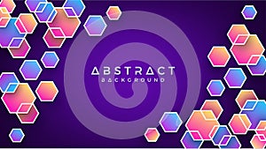 Geometric abstract hexagon background with blue, purple, pink and orange. Eps10 vector background