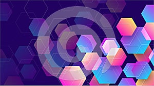 Geometric abstract hexagon background with blue, purple, pink and orange. Eps10 vector background