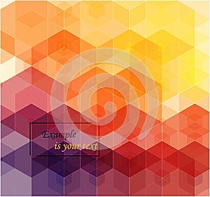 Geometric abstract hexagon background with purple, pink and orange.