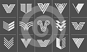 Geometric abstract line letter V logo icon design bundle
