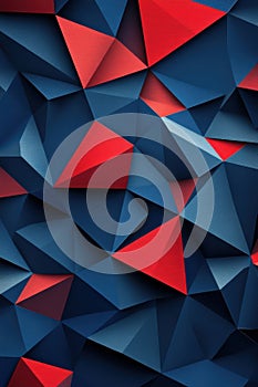 Geometric abstract pattern with blue and red triangles