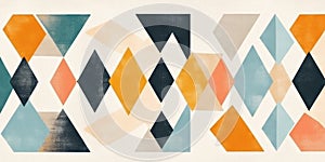 Geometric abstract pattern with colorful diamond and polygon shapes