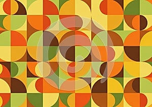 Geometric abstract pattern composed of circular and rectangular shapes in a
