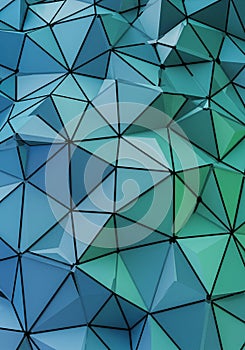 Geometric abstract pattern featuring an array of interconnected triangular facets. The