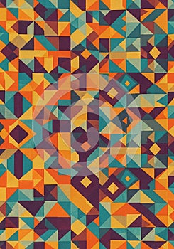 Geometric abstract pattern featuring an array of triangles, squares, and diamonds.