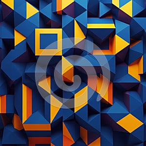 Three dimensional cubes and triangles creating a visual effect of