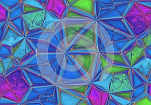 Geometric abstract pattern featuring a complex arrangement of interconnected triangular shapes. The