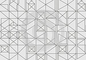 Geometric abstract pattern featuring a grid of intersecting lines creating rectangles, triangles,