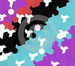 Geometric abstract pattern featuring interlocking hexagonal shapes.