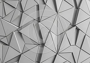 A geometric abstract pattern with interlocking triangular shapes, creating a three-dimensional