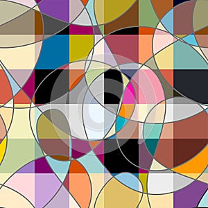 Geometric abstract pattern. Intersection patchwork plaid style