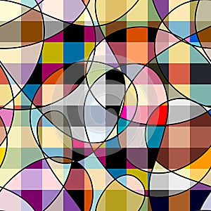 Geometric abstract pattern. Intersection patchwork plaid style