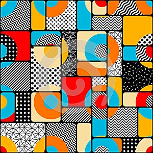 Geometric abstract pattern retro style. Seamless vector pattern.