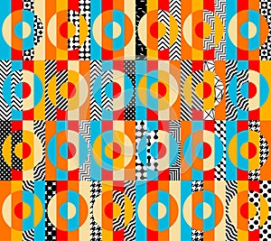 Geometric abstract pattern retro style. Seamless vector pattern.