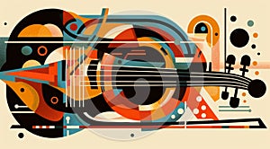 A geometric abstract portrayal of a cello,