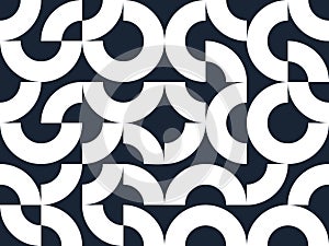 Geometric abstract seamless pattern with black and white simple elements of geometry, wallpaper background in retro 70s style,
