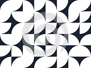 Geometric abstract seamless pattern with black and white simple elements of geometry, wallpaper background in retro 70s style,