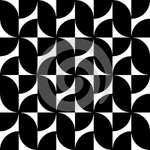Geometric abstract seamless pattern. Check black color texture on white background. Funky figure geometry pattern circle and squar photo