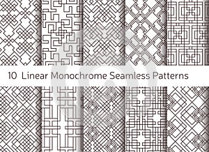 Geometric abstract seamless pattern. Linear motif background