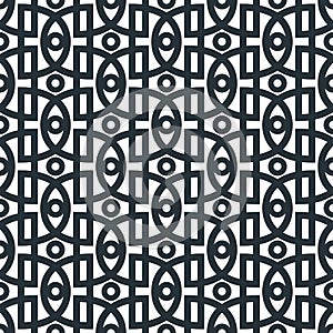 Geometric abstract seamless pattern. Linear simple line background. Monochrome decoration design. Semicircle grid pattern