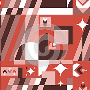 Geometric abstract seamless pattern in neo geo art style. Vector geometric background