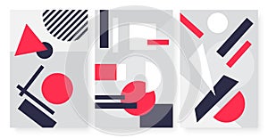 Geometric abstract shapes, modern simple art pattern set with triangle circle square