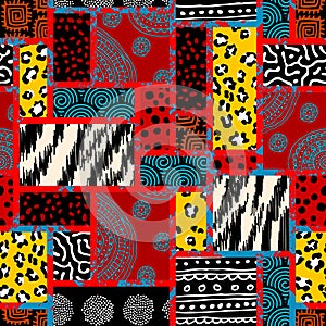 Geometric abstract triangles pattern. Afro style. Seamless vector image.