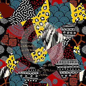 Geometric abstract triangles pattern. Afro style. Seamless vector image.