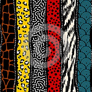 Geometric abstract tribal pattern. Afro patchwork style. Seamless vector image.