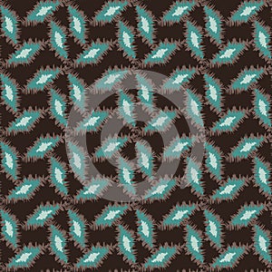Geometric abstract vector pattern with teal rough edged shapes on a dark background photo