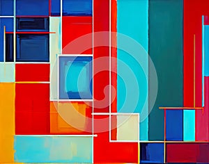 Geometric abstraction art painting AI illustration