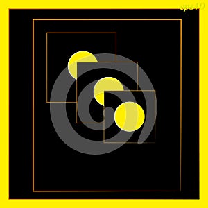 Geometric abstraction Circle inscribed in square color black and yellow