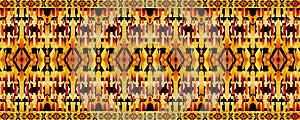 Geometric African pattern. Colored and seamless design. Golden yellow, orange, red and black colors photo