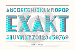 Geometric alphabet letters and numbers. vector, bold font type