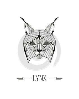 Geometric animal head isolated. Lynx.