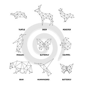 Geometric animals silhouettes. Set of polygons